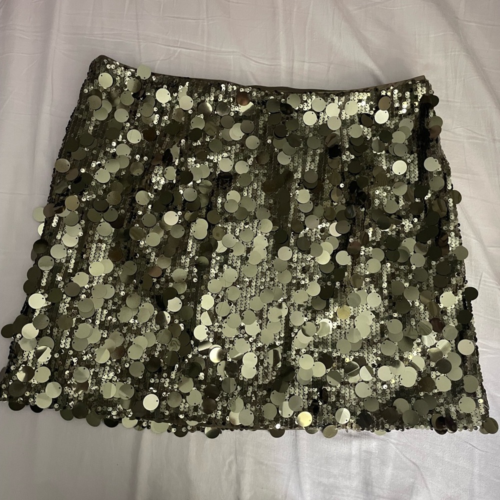 LOFT Gold Sequin Mini Skirt
